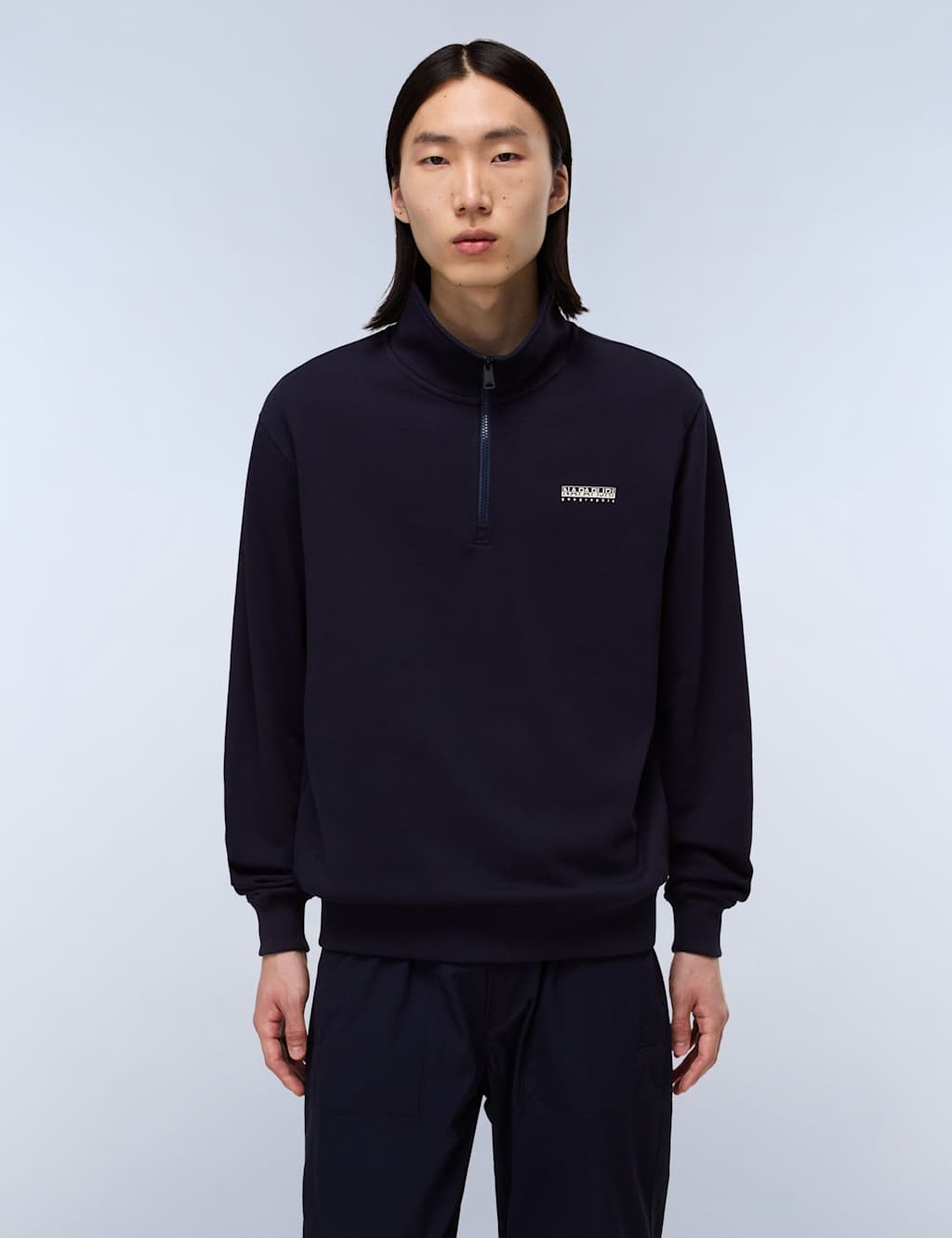 Napapijri Men's Small Box Pure Cotton Half Zip Sweatshirt - XL - Cream - Available at M&S
