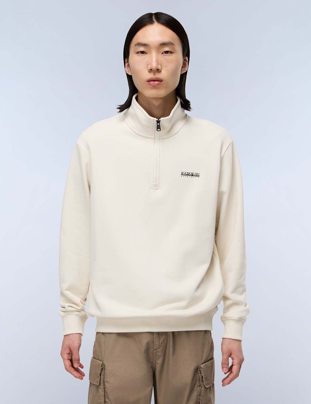 Napapijri Men's Small Box Pure Cotton Half Zip Sweatshirt - M - Beige - Available at M&S