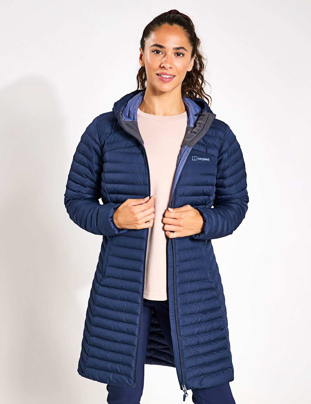 Berghaus Women's Nula Micro Hooded Longline Puffer Jacket - 12 - Dark Blue