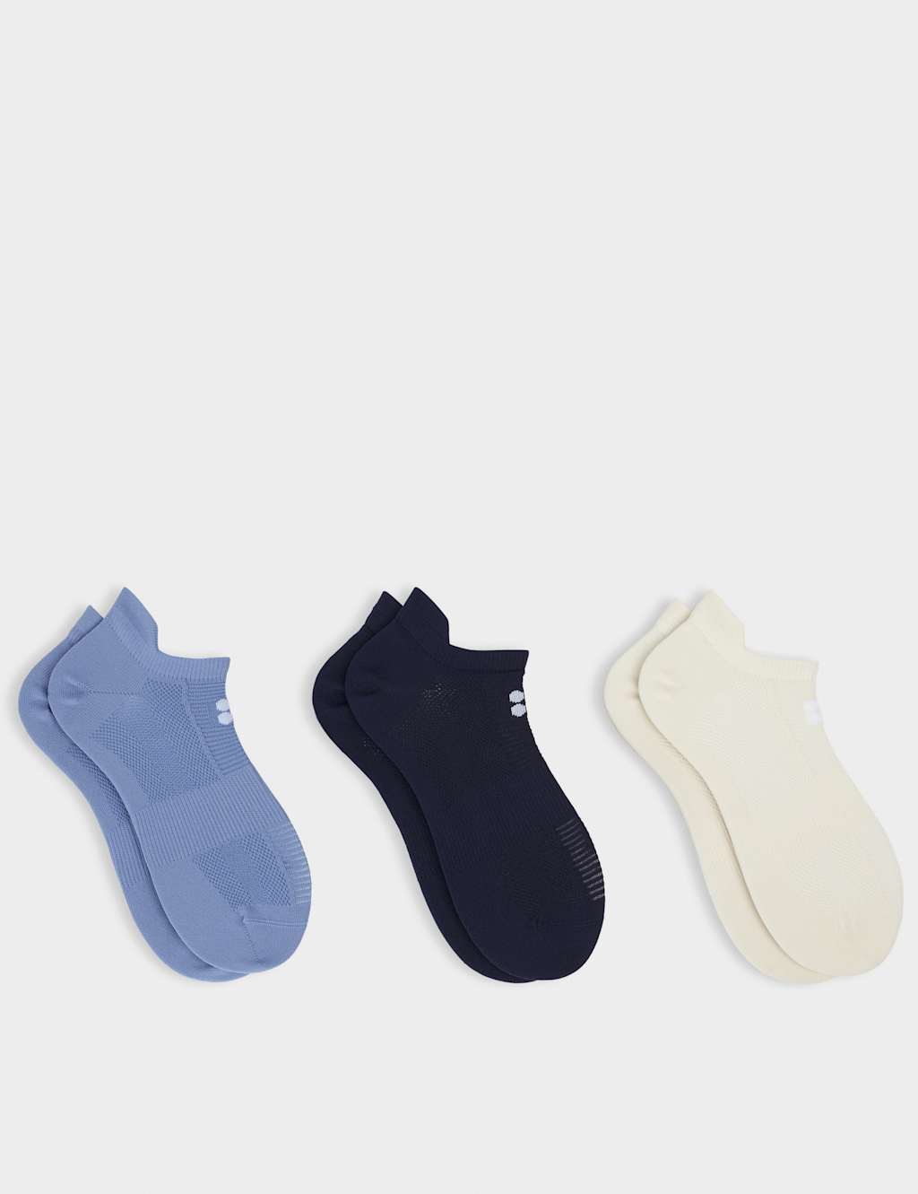 Sweaty Betty Women's 3 Pack Lightweight Trainer Socks - Medium-Large - Blue Mix