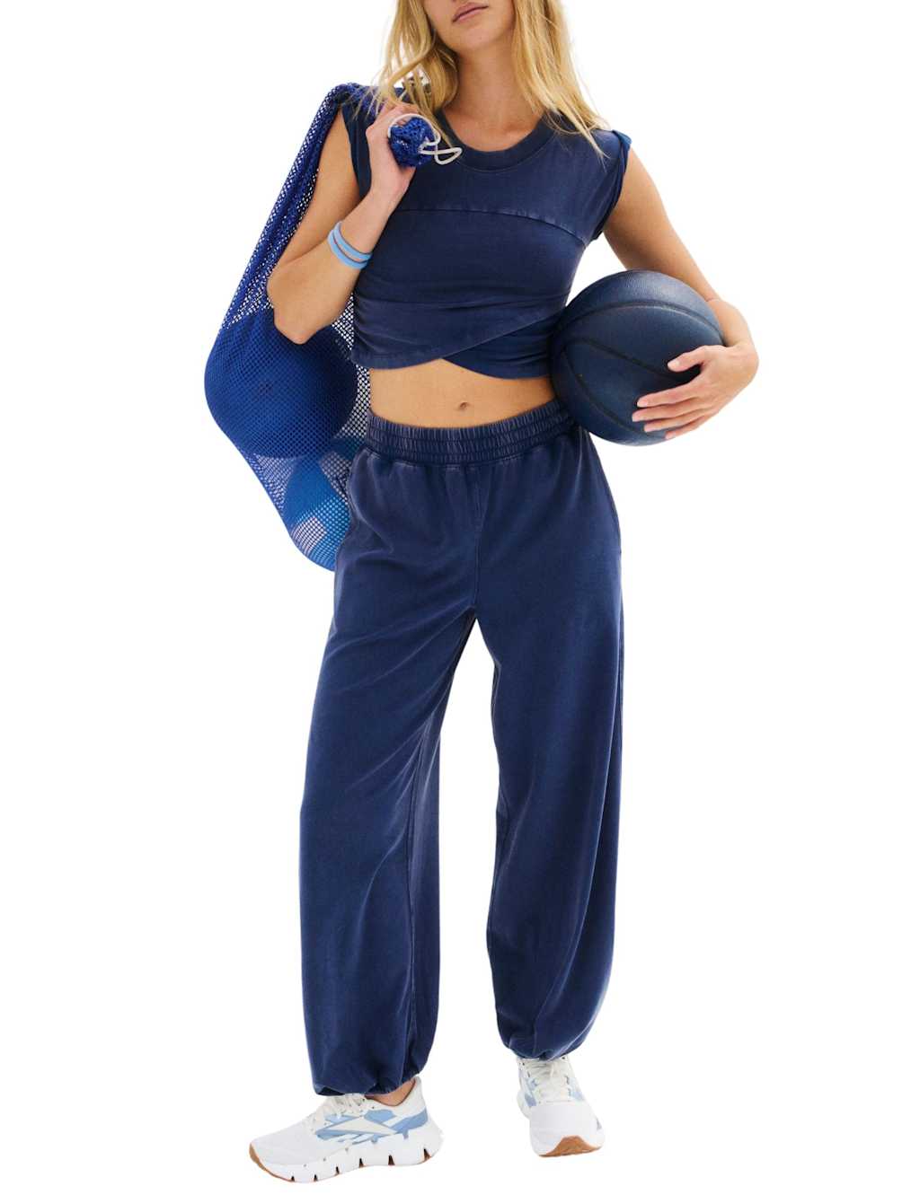 Fp Movement Women's 2 Piece Hot Shot Crossover Top & Joggers Set - Medium - Royal Blue