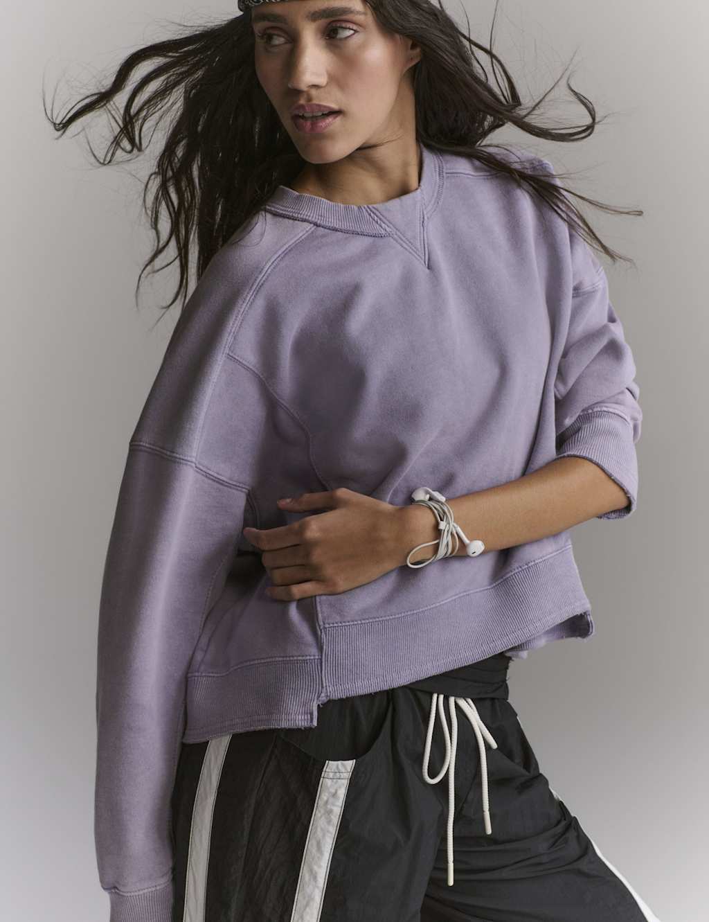 Fp Movement Women's Intercept Cotton Rich Cropped Sweatshirt - Small - Purple