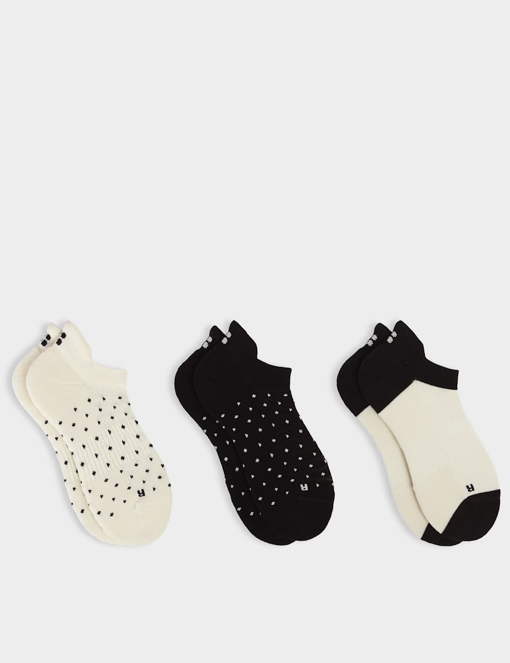Sweaty Betty Women's 3 Pack Workout Cotton Rich Trainer Socks - Medium-Large - Cream Mix