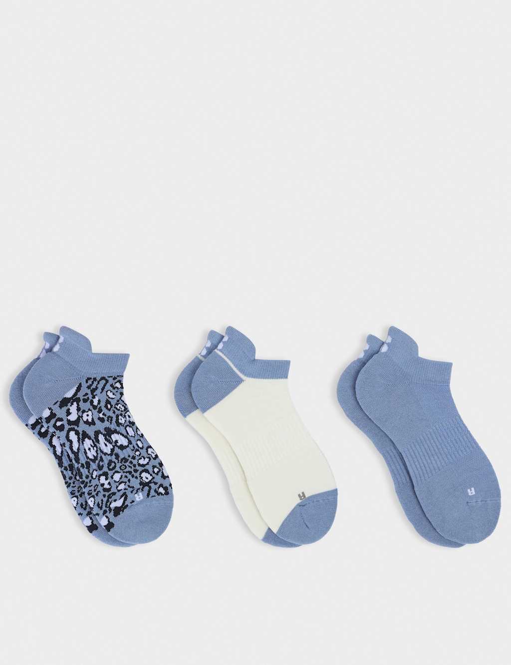 Sweaty Betty Women's 3 Pack Workout Cotton Rich Trainer Socks - Medium-Large - Grey Mix