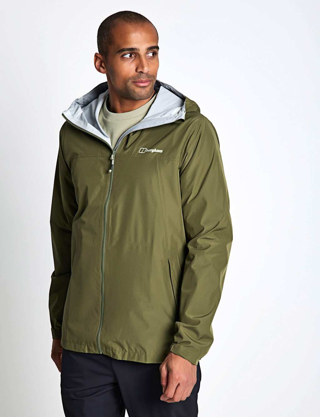 Berghaus Men's Deluge Pro 3.0 Waterproof Hooded Anorak - XL - Dark Khaki