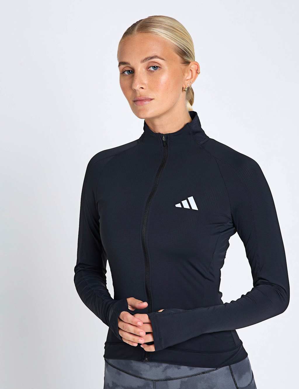 Adidas Women's Zip Up Fitted Running Jacket - Small - Black