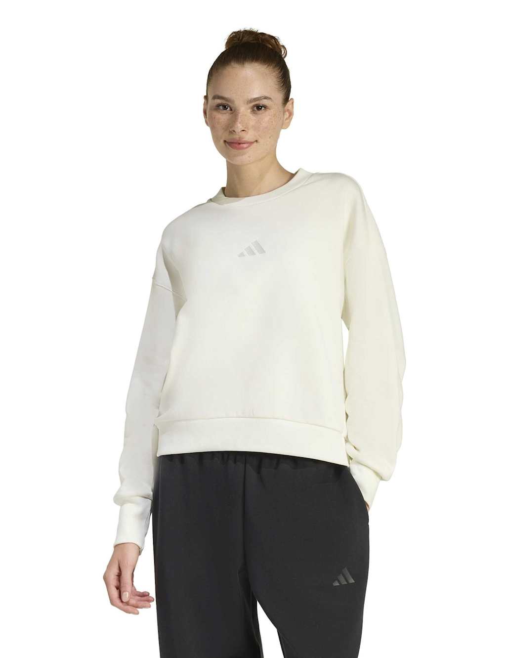 Adidas Women's ALL SZN Cotton Rich Fleece Relaxed Sweatshirt - Large - White