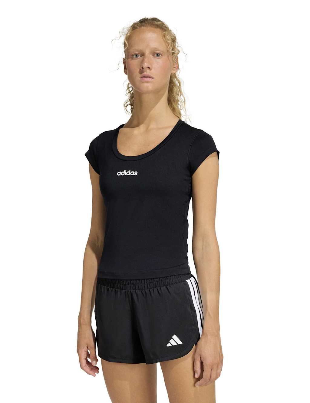 Adidas Women's Hyperglam Round Neck T-Shirt - Small - Black