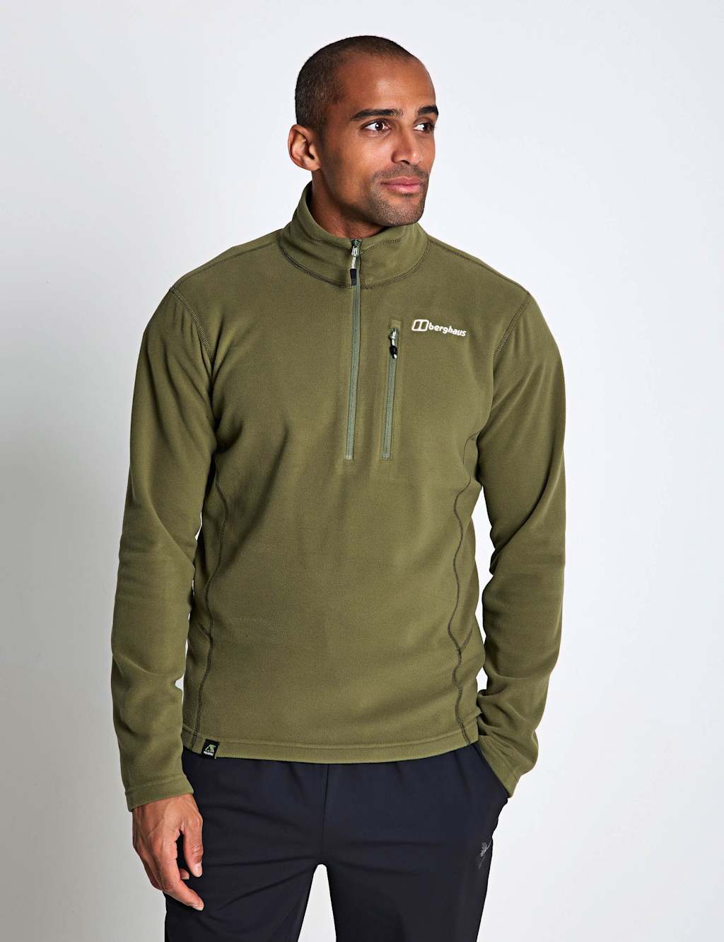 Berghaus Men's Prism Micro Polartec Half Zip Fleece - M - Dark Khaki