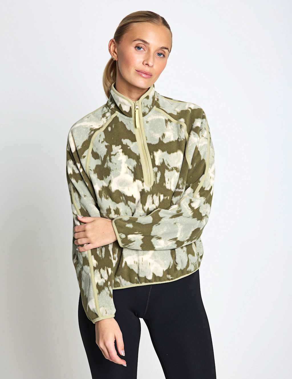 Berghaus Women's Bamburgh Printed Half Zip Funnel Neck Fleece - 14 - Khaki Mix
