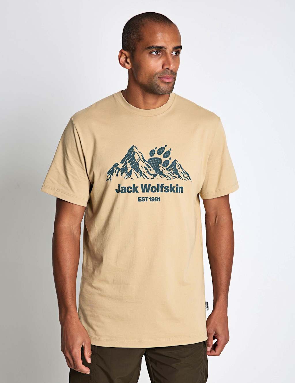 Jack Wolfskin Men's Pure Cotton Crew Neck Graphic T-Shirt - M - Ecru