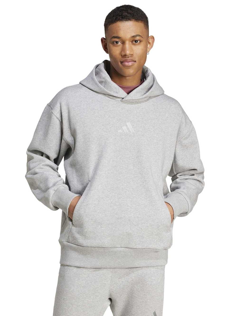 Adidas Men's All SZN Cotton Rich Fleece Hoodie - XL - Grey Marl