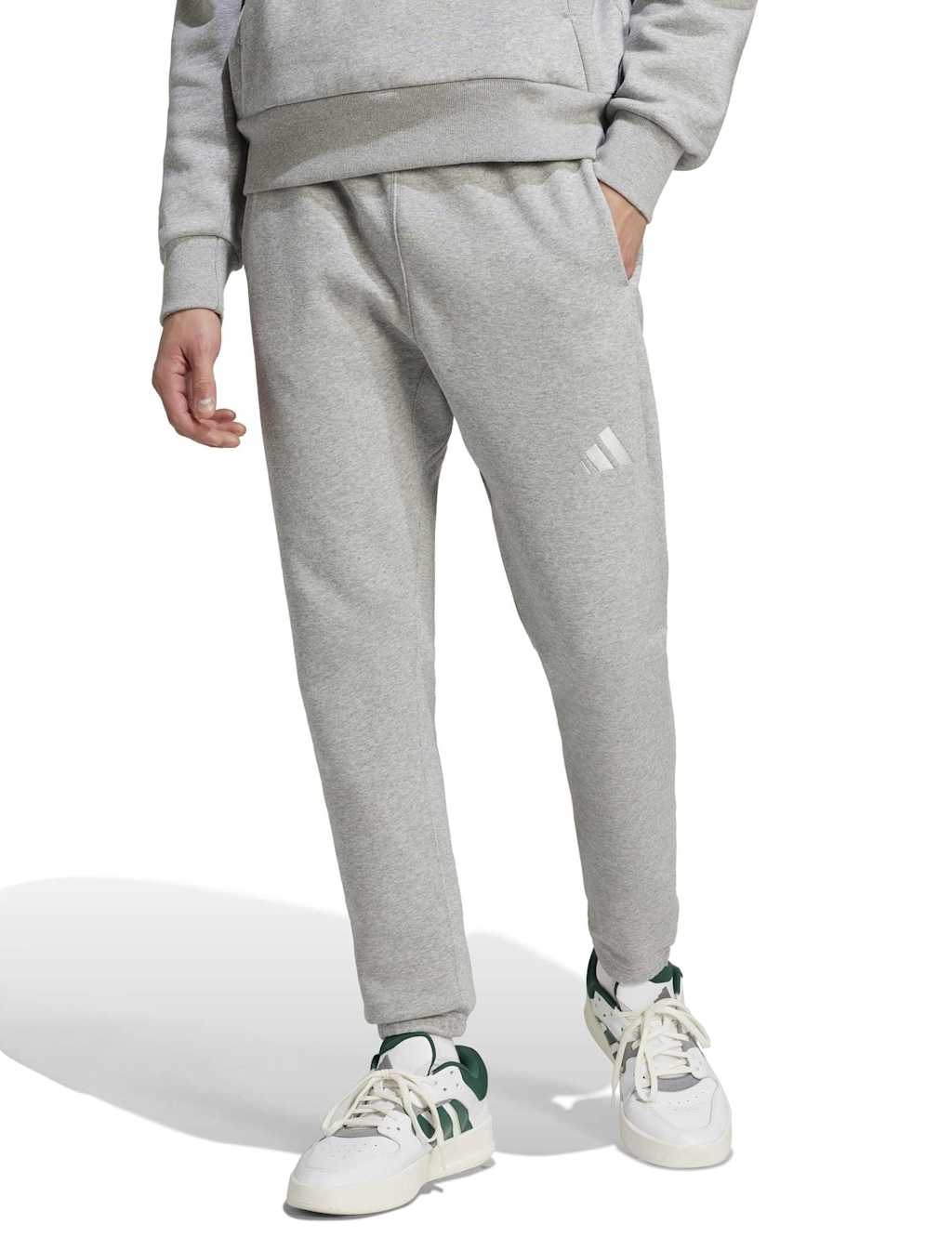 Adidas Men's All Szn Fleece Cotton Rich Tapered Joggers - L - Grey Marl