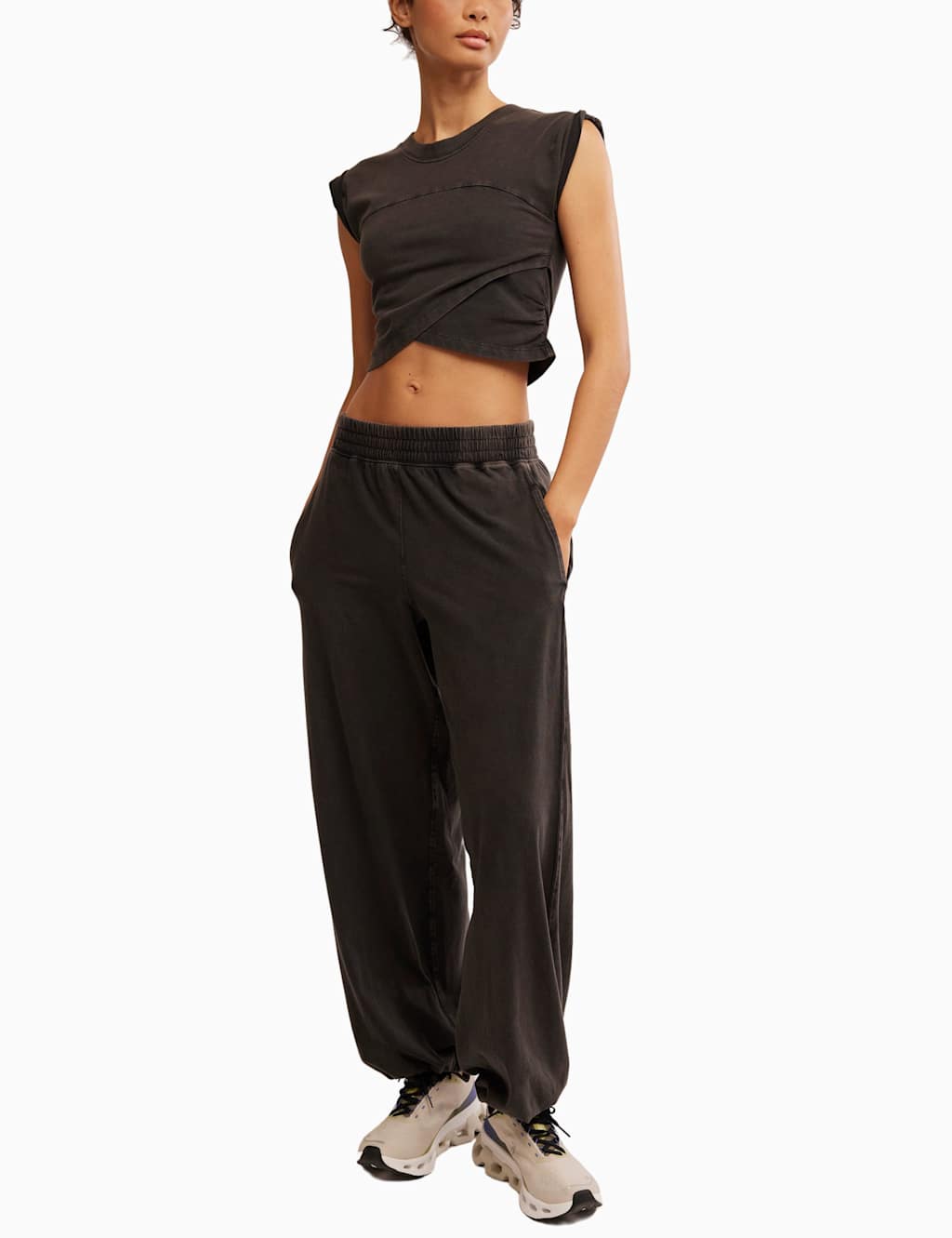 Fp Movement Women's 2pc Hot Shot Crossover Top & Joggers Set - Small - Black