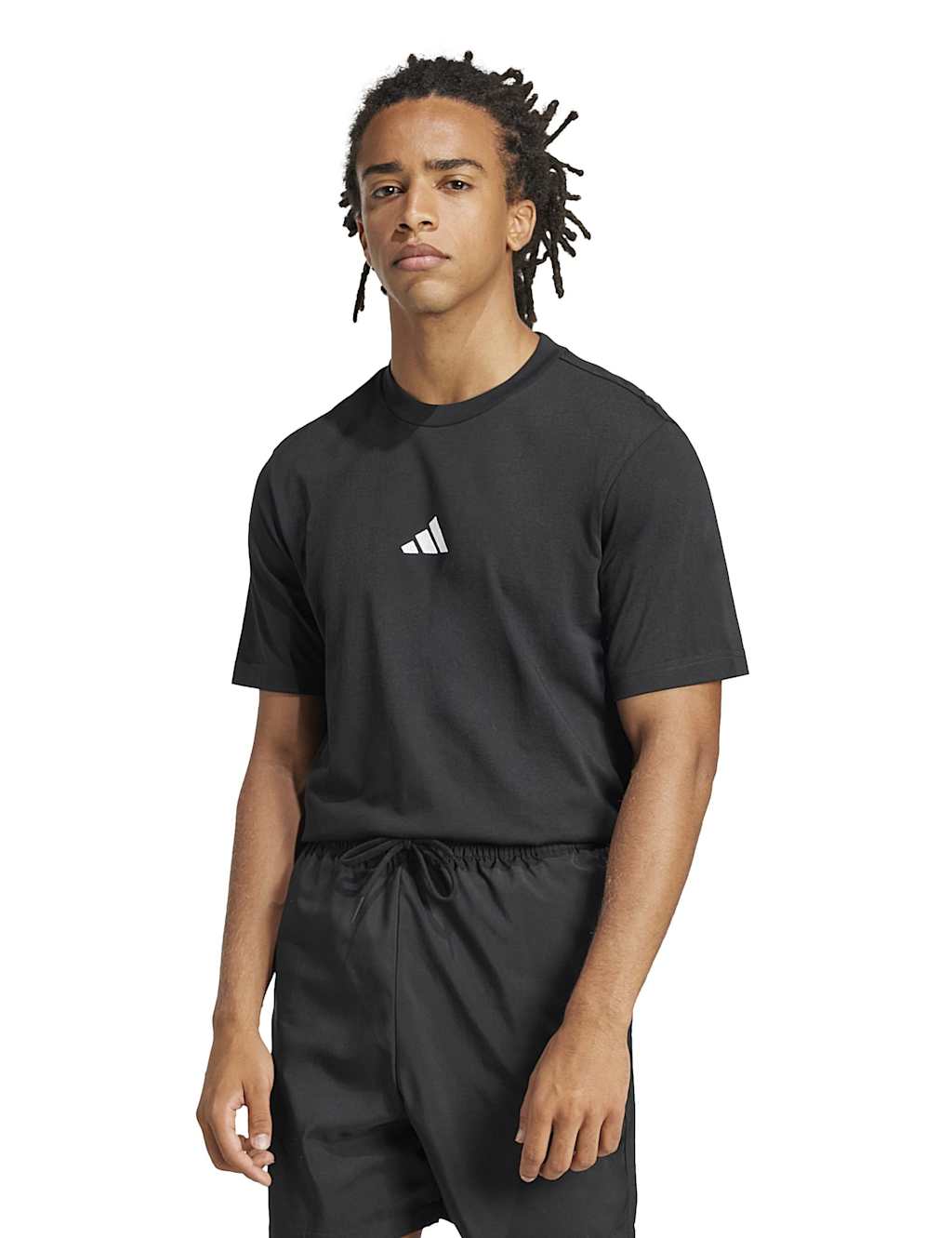 Adidas Men's Essentials Small Logo Pure Cotton T-Shirt - XL - Black