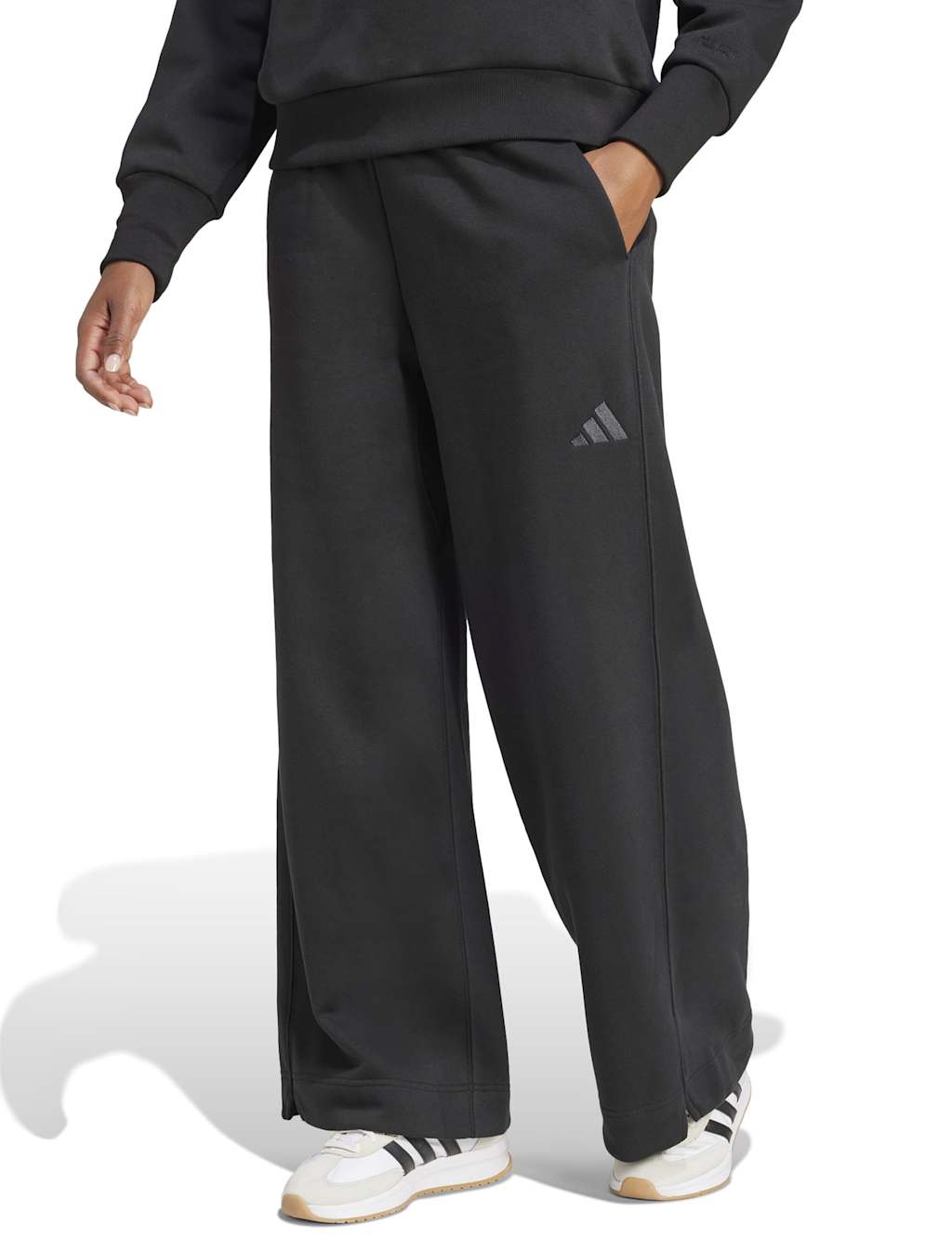 Adidas Women's ALL SZN Cotton Rich Fleece Wide Leg Joggers - Large - Black