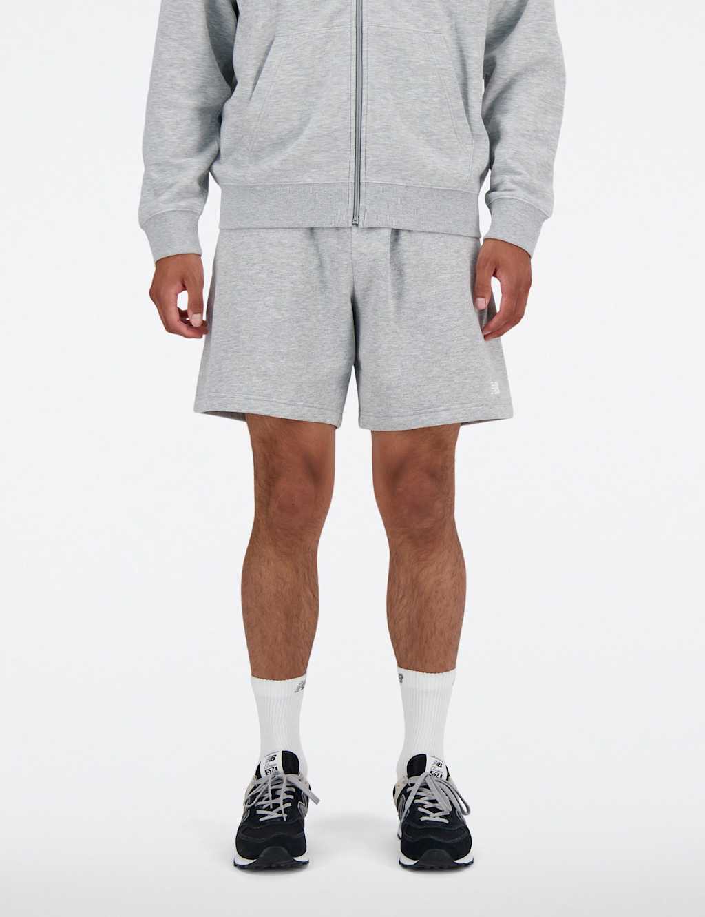 New Balance Men's Cotton Rich Fleece Longer Length Shorts - 2XL - Grey