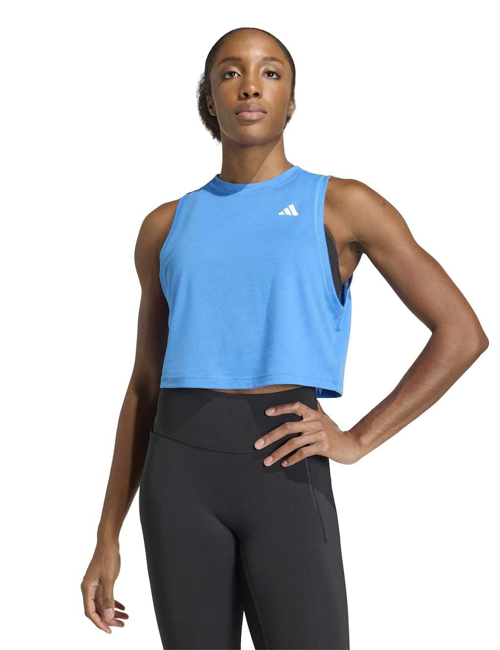 Adidas Women's Train Essentials Crew Neck Boxy Vest Top - Large - Blue