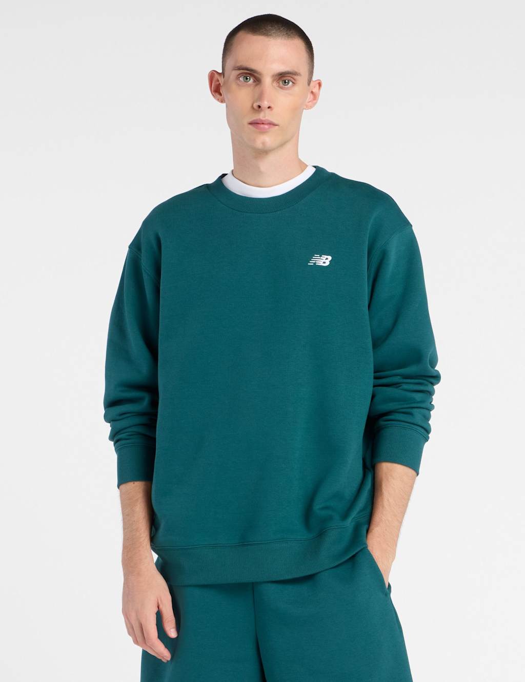 New Balance Men's Cotton Rich Crew Neck Sweatshirt - M - Dark Teal