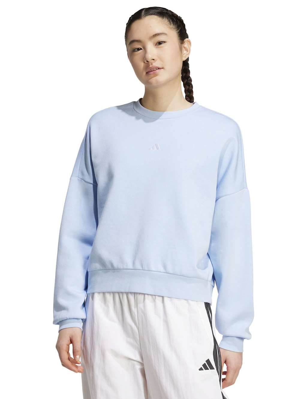 Adidas Women's Essentials Feelcozy Cotton Rich Sweatshirt - Large - Light Blue