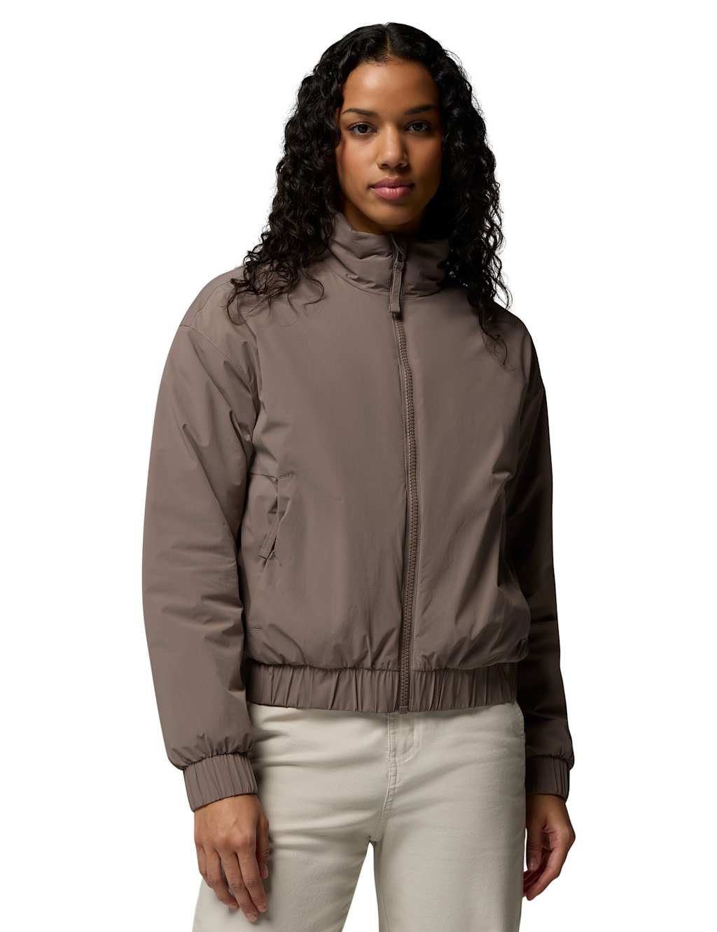 Columbia Women's AmazeStretch Insulated Bomber Jacket - Large - Taupe