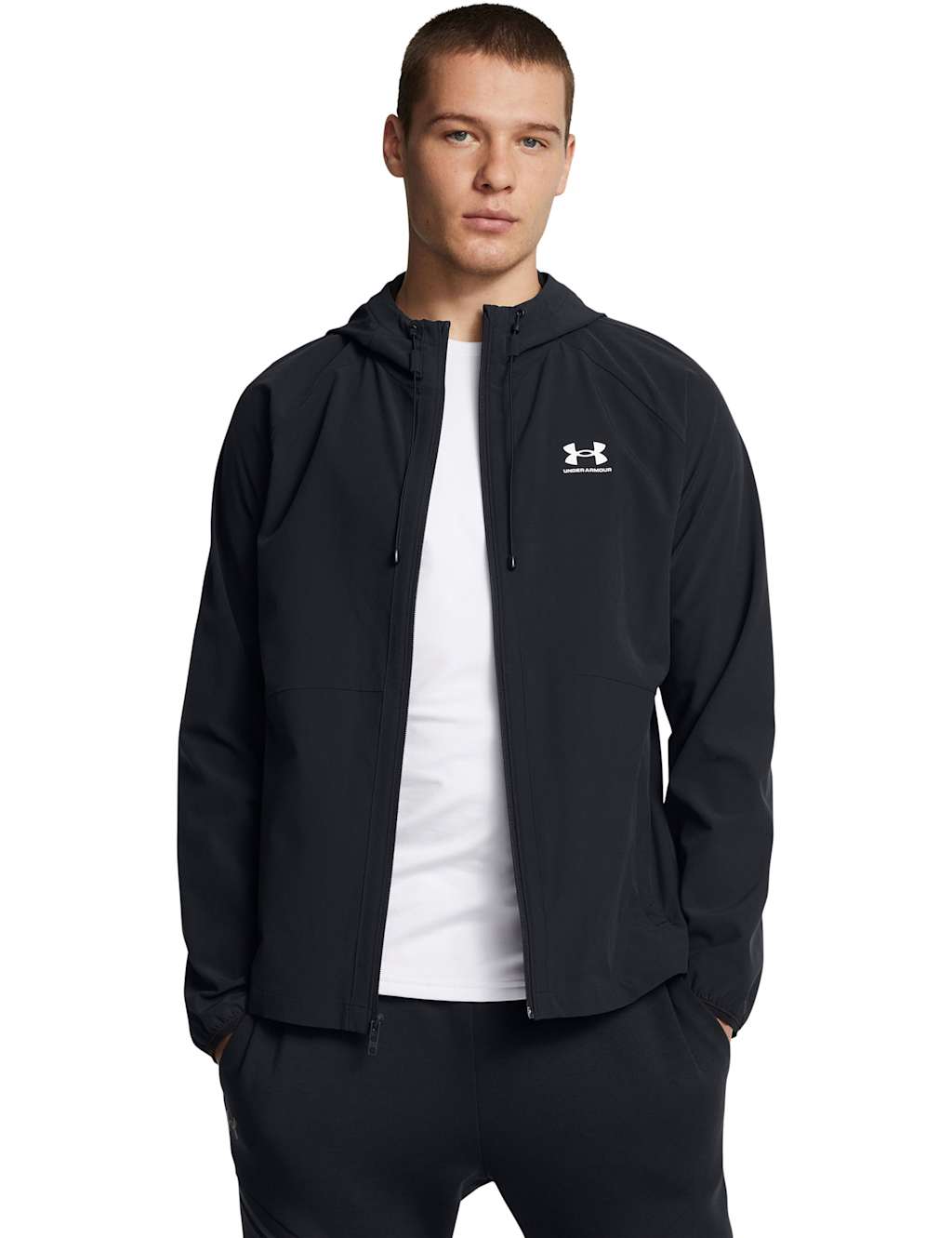 Under Armour Men's Stretch Woven Windbreaker Sports Jacket - XL - Black