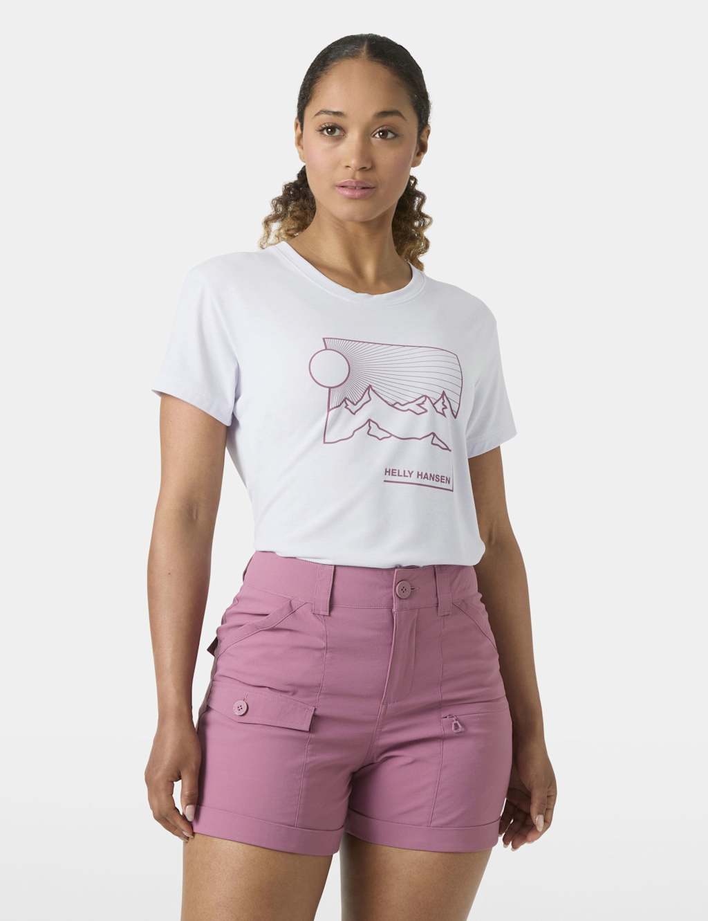Helly Hansen Women's Skog Mountain Graphic Crew Neck T-Shirt - Large - Light Purple - Available at M&S
