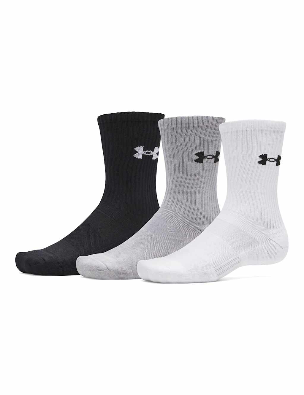 Under Armour Men's 3 Pack Performance Logo Sports Socks - M - White Mix