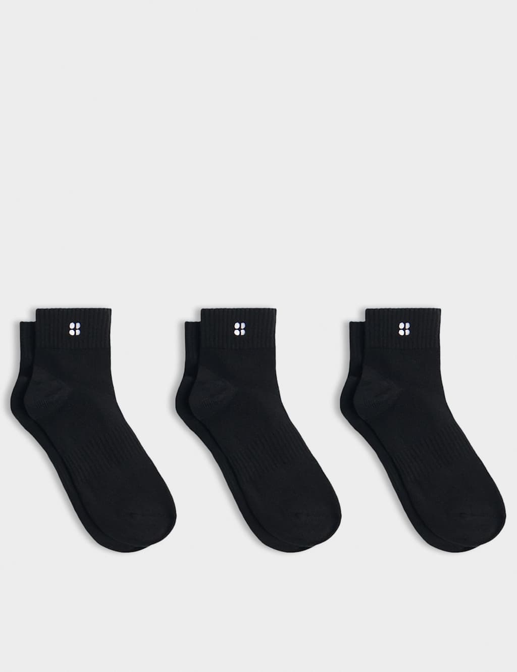 Sweaty Betty Women's 3 Pack Essentials Cotton Rich Ankle High Socks - Medium-Large - Black