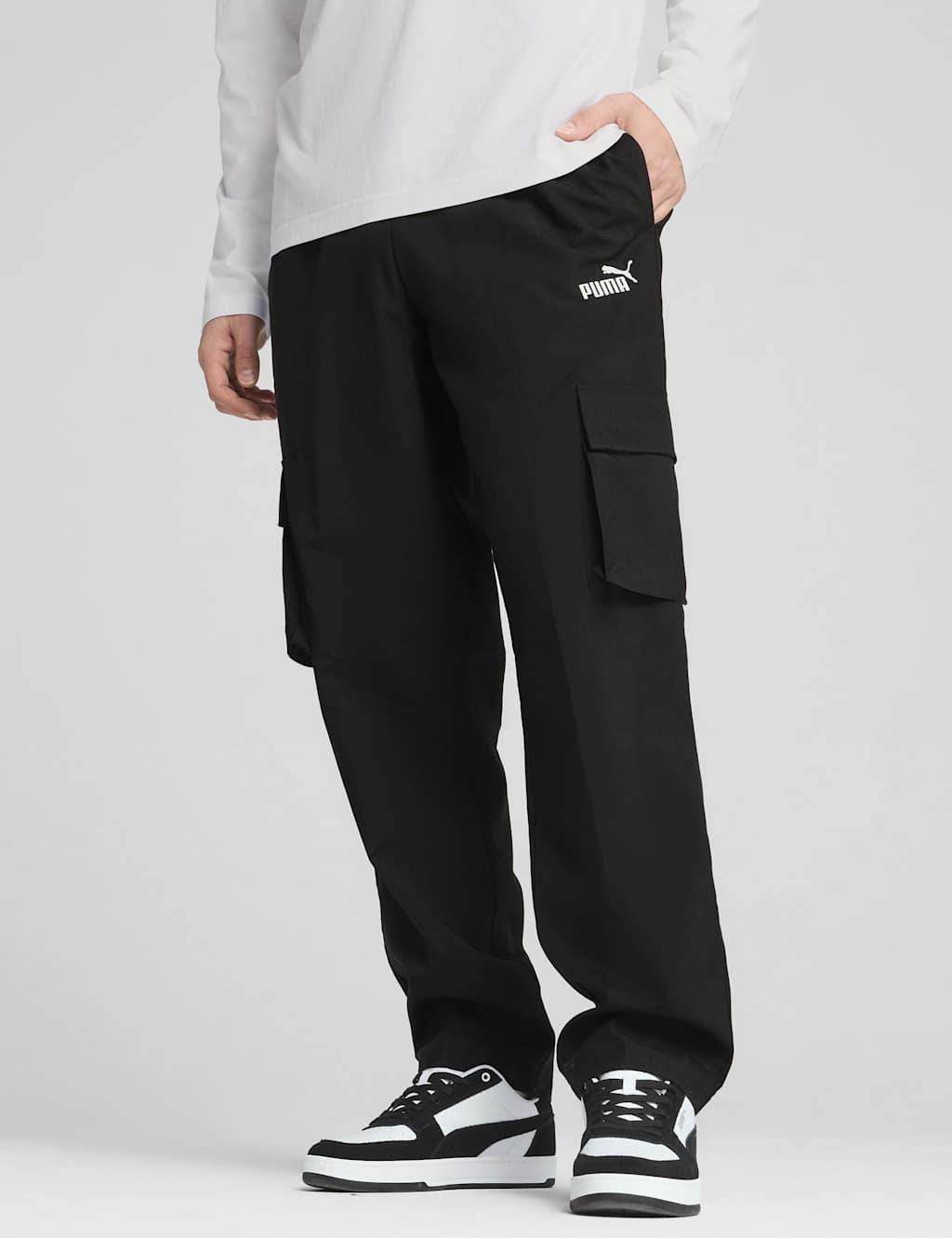 Puma Men's Essentials No.1 Logo Woven Cargo Joggers - M - Black