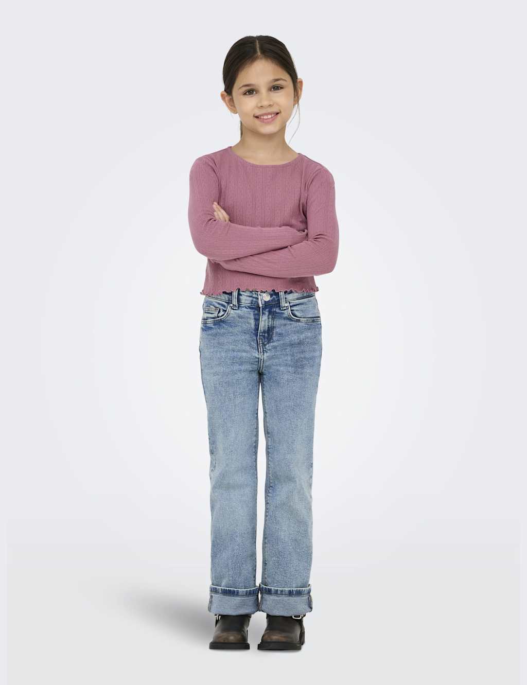 Kids Only Girls Pure Cotton Textured Top (7-14 Yrs) - 13-14 - Pink, Grey,Pink