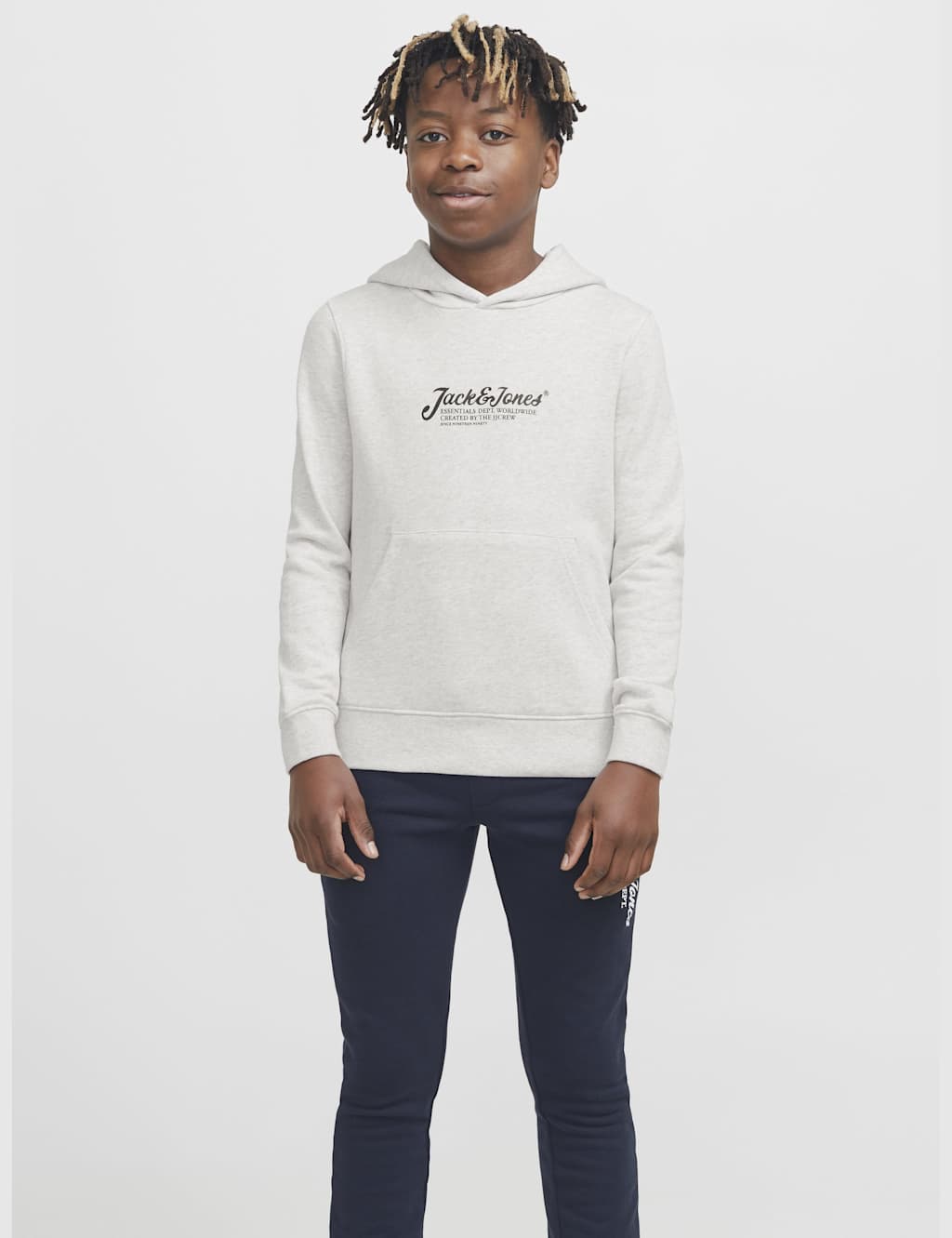 Jack & Jones Junior Boys Cotton Rich Logo Hoodie (8-16 Yrs) - 14y - White Mix, Green Mix,White Mix