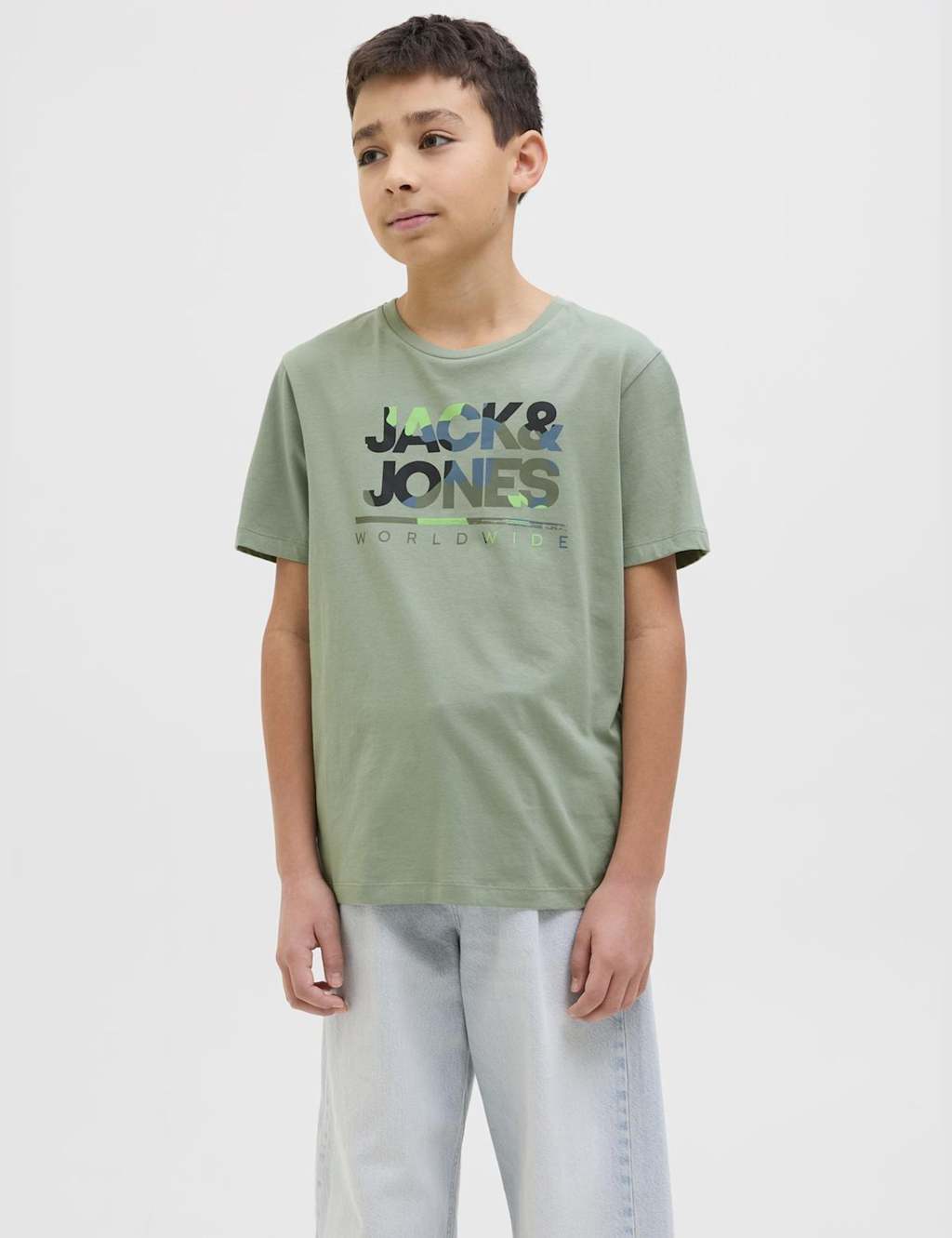 Jack & Jones Junior Boys Pure Cotton Logo Graphic T-Shirt (8-16 Yrs) - 16y - Green Mix, Blue Mix,Green Mix