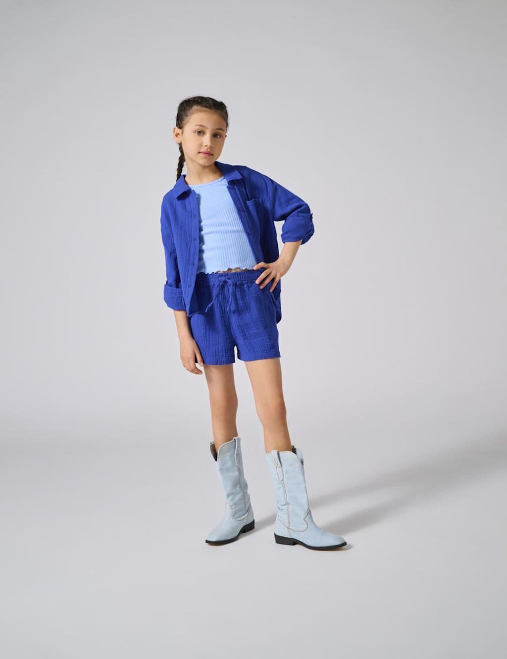 Kids Only Girls Pure Cotton Shirt (8-14 Yrs) - 13y - Dark Blue, Dark Blue