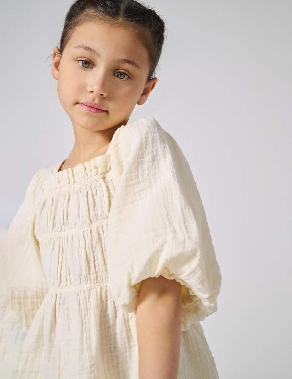 Kids Only Girls Pure Cotton Blouse (8-14 Yrs) - 11y - Cream, Cream