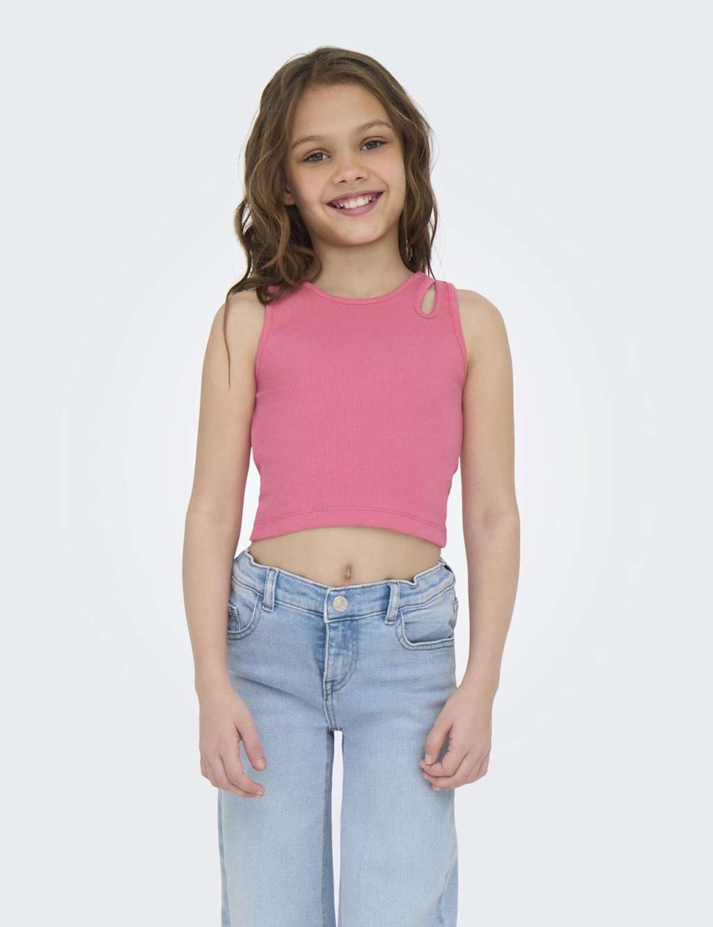 Kids Only Cotton Rich Cropped Tank Top (7-14 Yrs) Pink