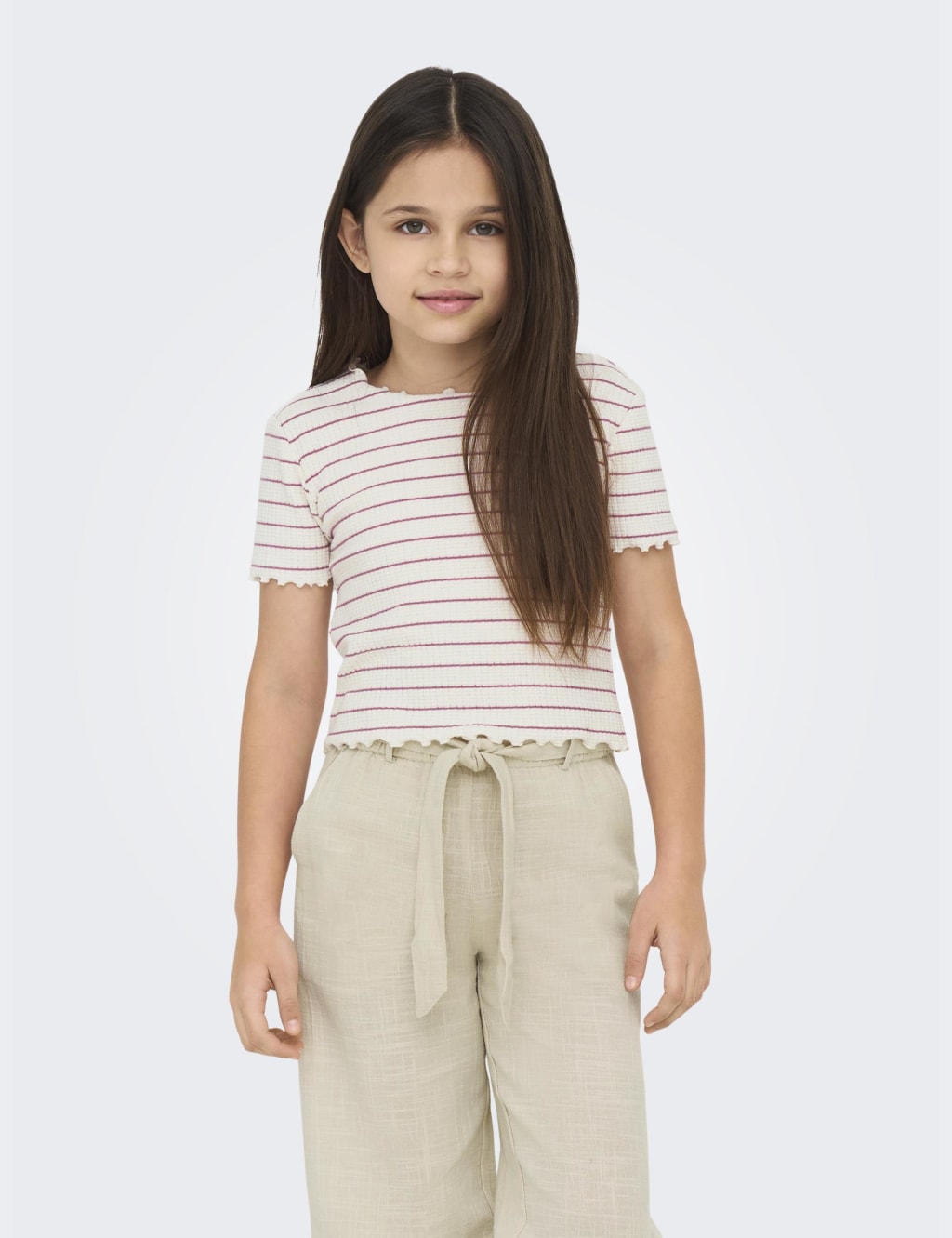 Cotton Blend Striped Cropped T-Shirt (7-14 Yrs)