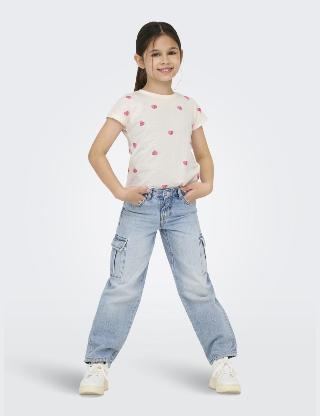 Pure Cotton Hearts Embroidered T-Shirt (7-14 Yrs)