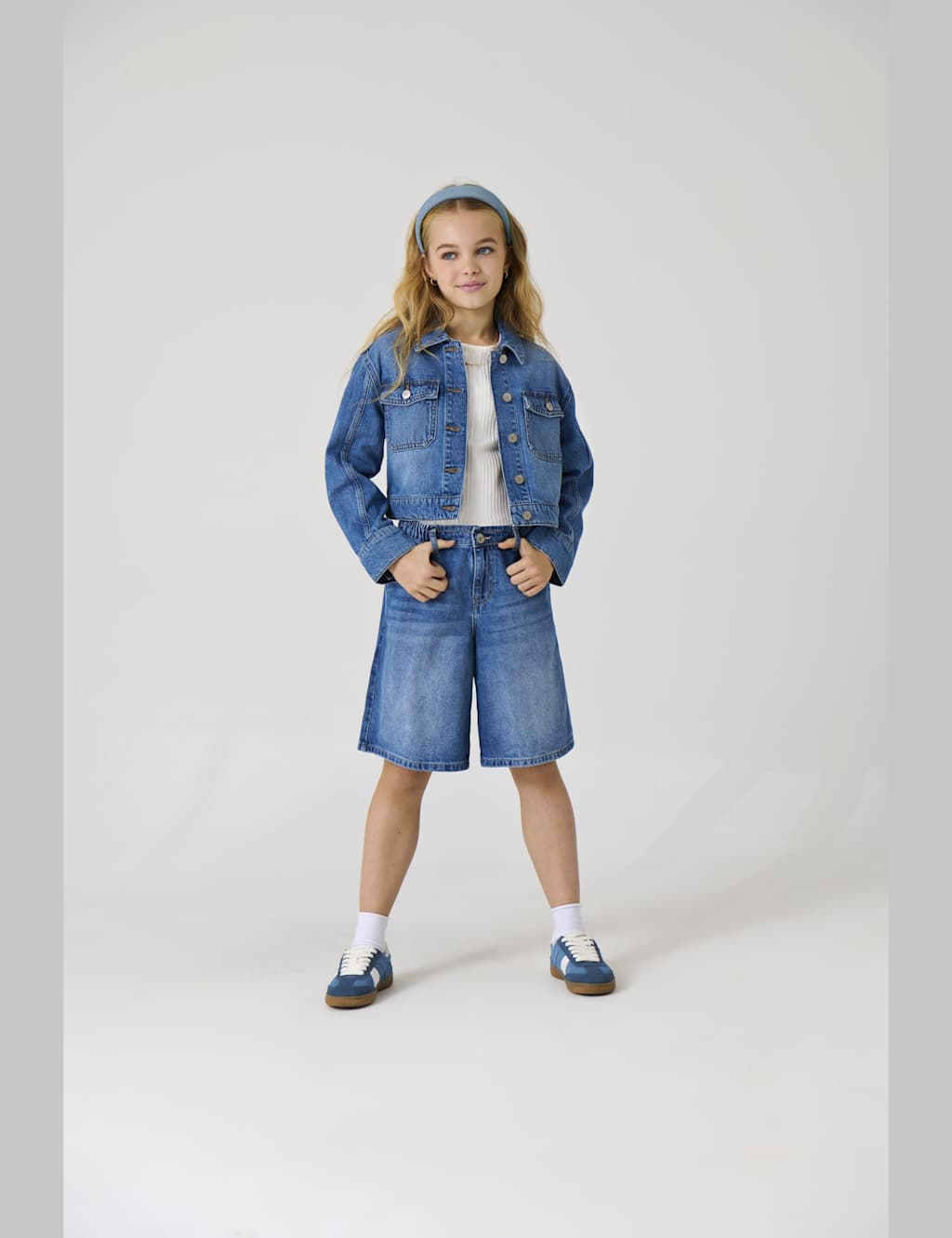 Pure Cotton Wide Leg Denim Shorts (8-14 Yrs)