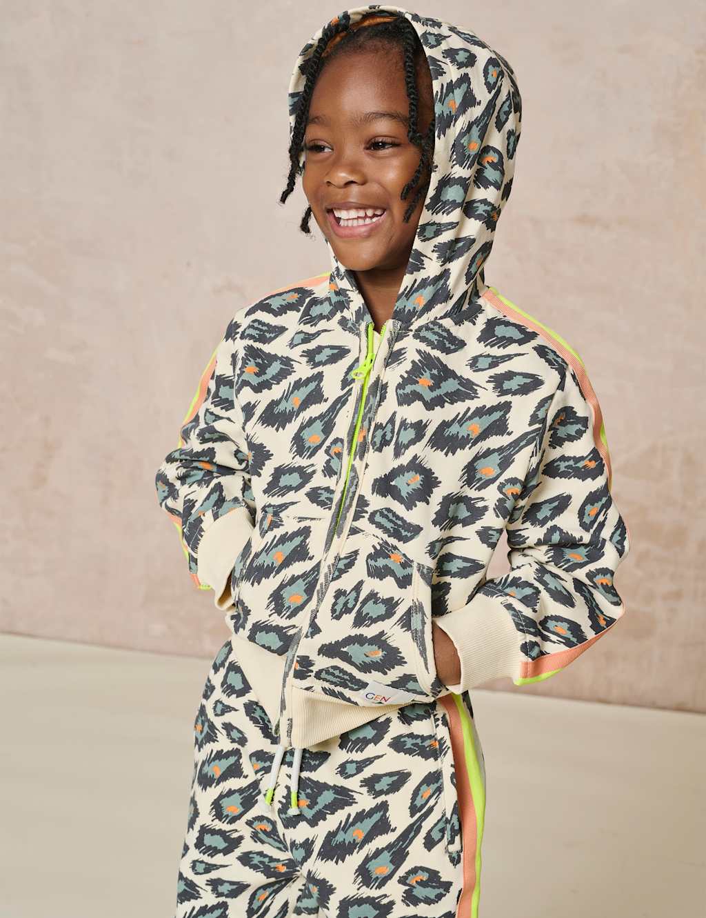 Pure Cotton Printed Oversized Zip Hoodie (2-8 Yrs)