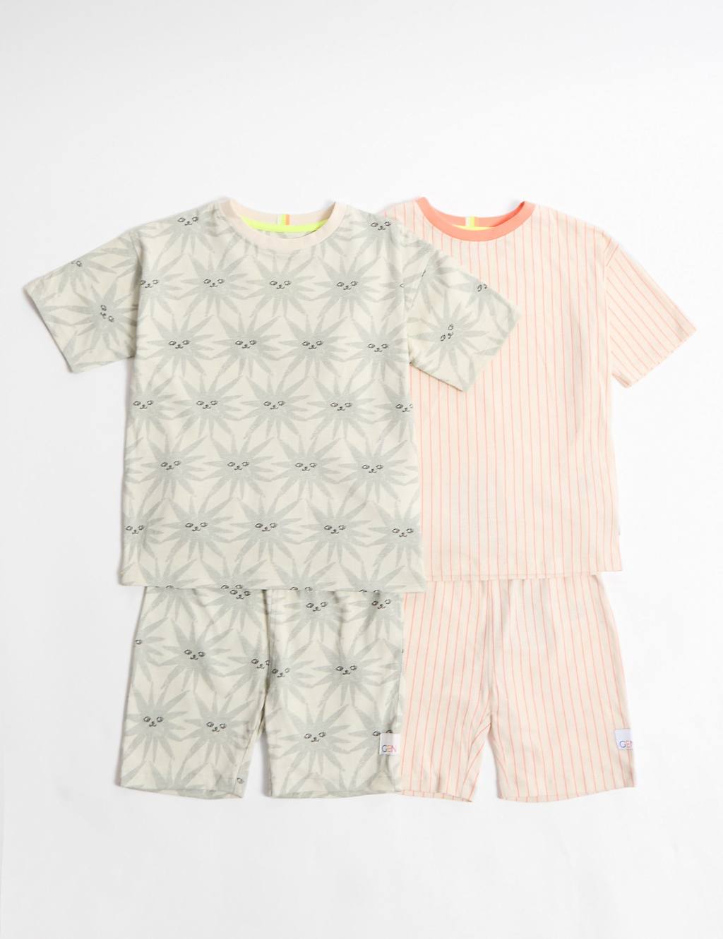 2pk Pure Cotton Sun & Striped Pyjama Sets (2-8 Yrs)