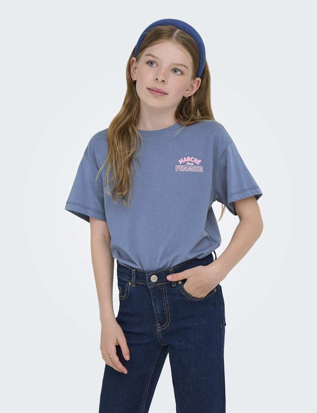 Kids Only Girls Pure Cotton Graphic T-Shirt (7 - 14 Yrs) - 11-12 - Blue Mix, Blue Mix