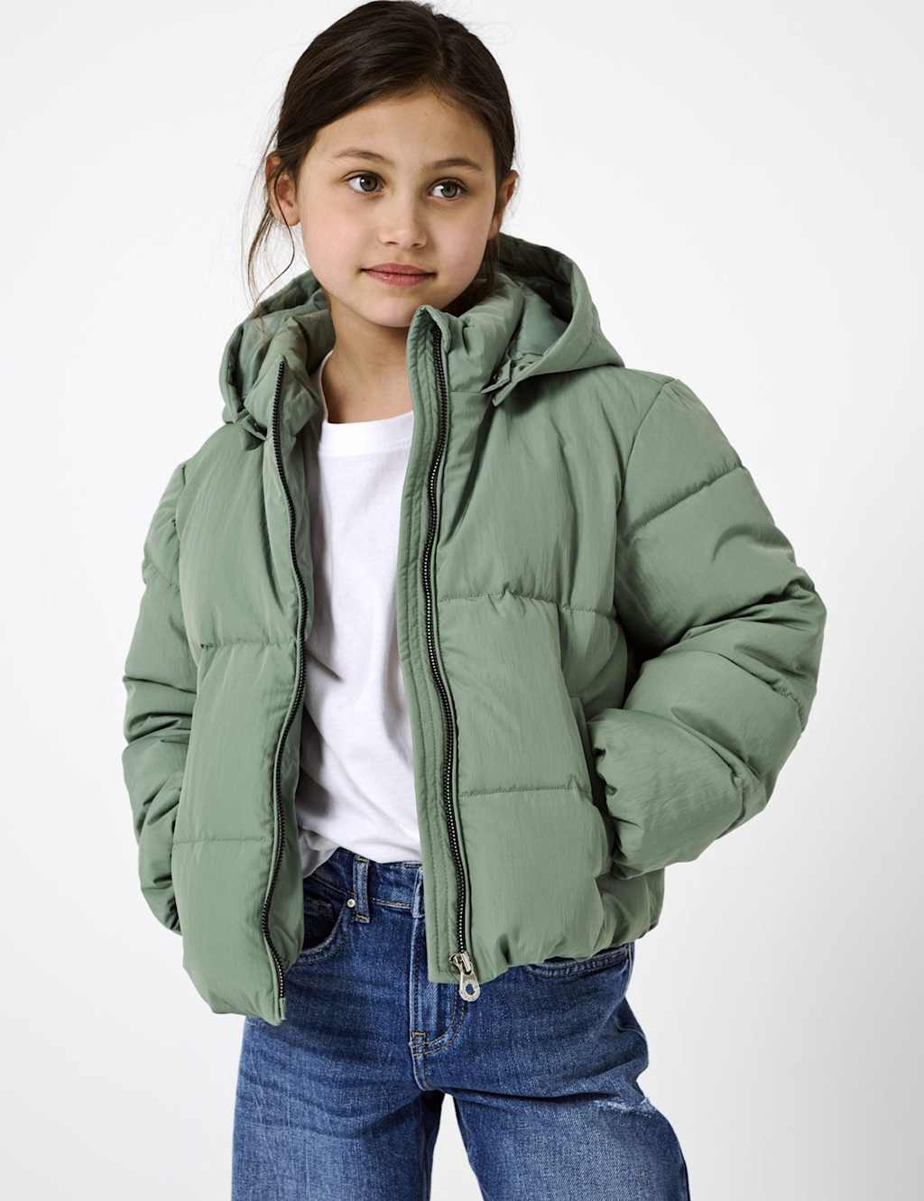 Kids Only Short Padded Hooded Jacket (8-14 Yrs) Green
