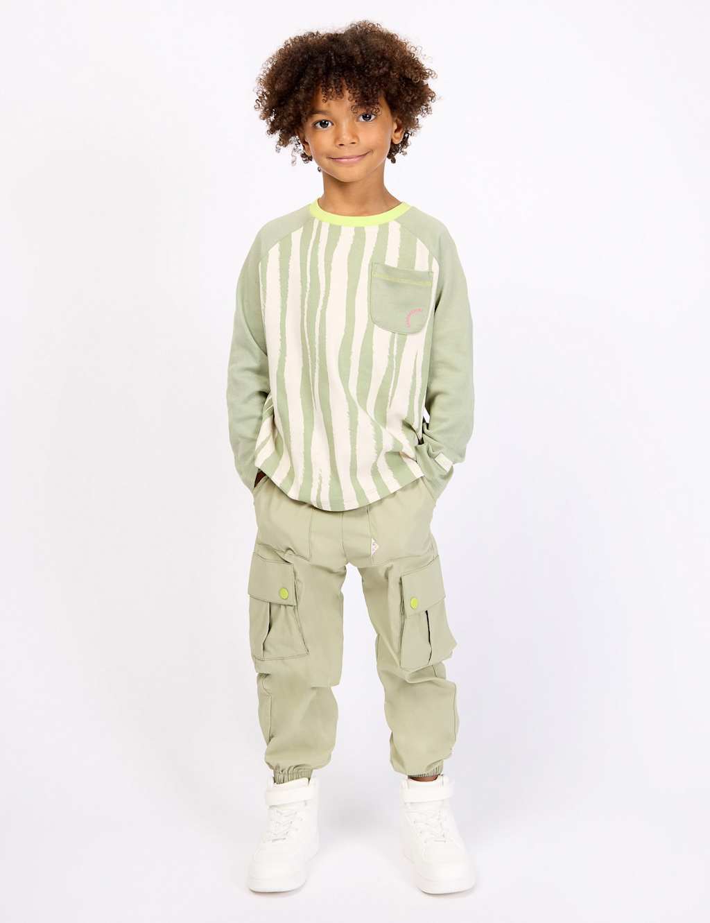 GEN Pure Cotton Striped T-Shirt (2-8 Yrs) Khaki Mix