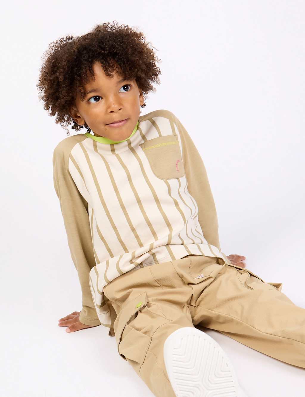 GEN Pure Cotton Striped T-Shirt (2-8 Yrs) Beige Mix