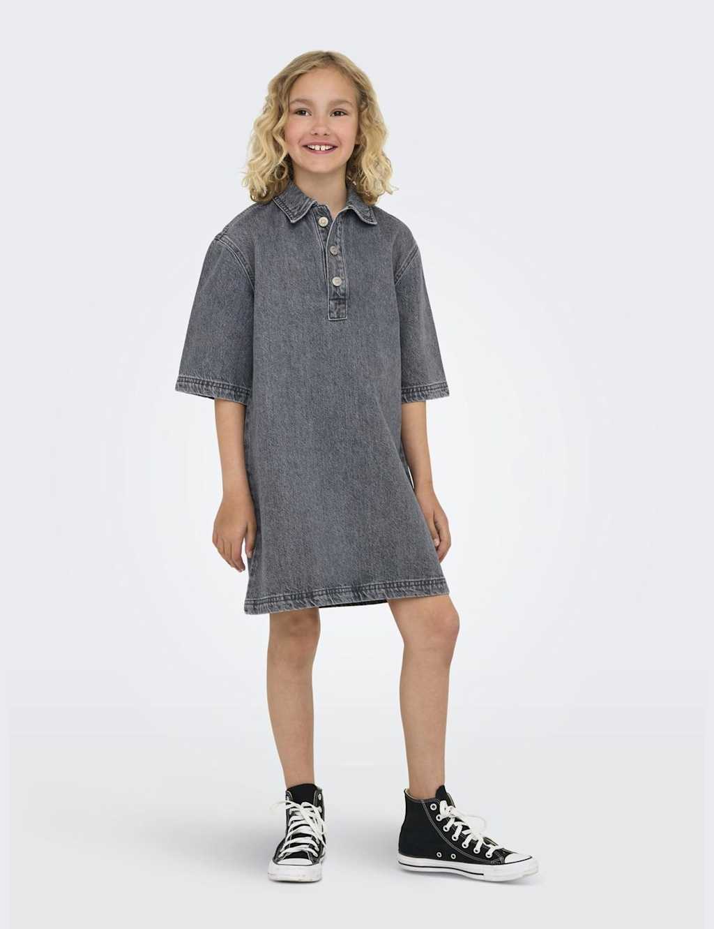 Kids Only Denim Collared Dress (8-14 Yrs) Grey