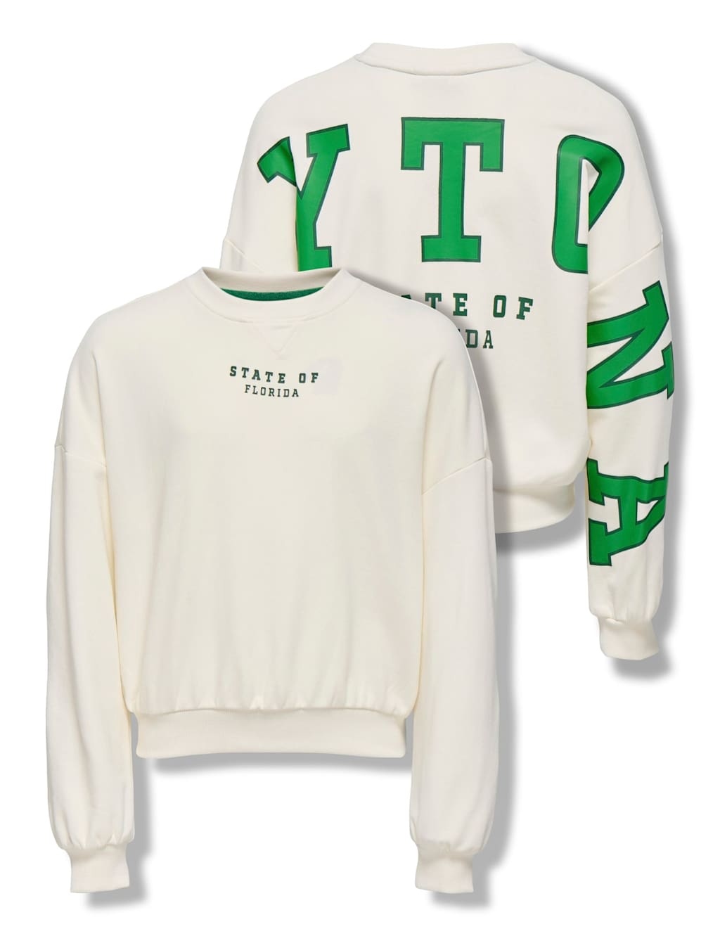 Kids Only Cotton Rich 'Daytona' Print Sweatshirt (7-14 Yrs) White Mix