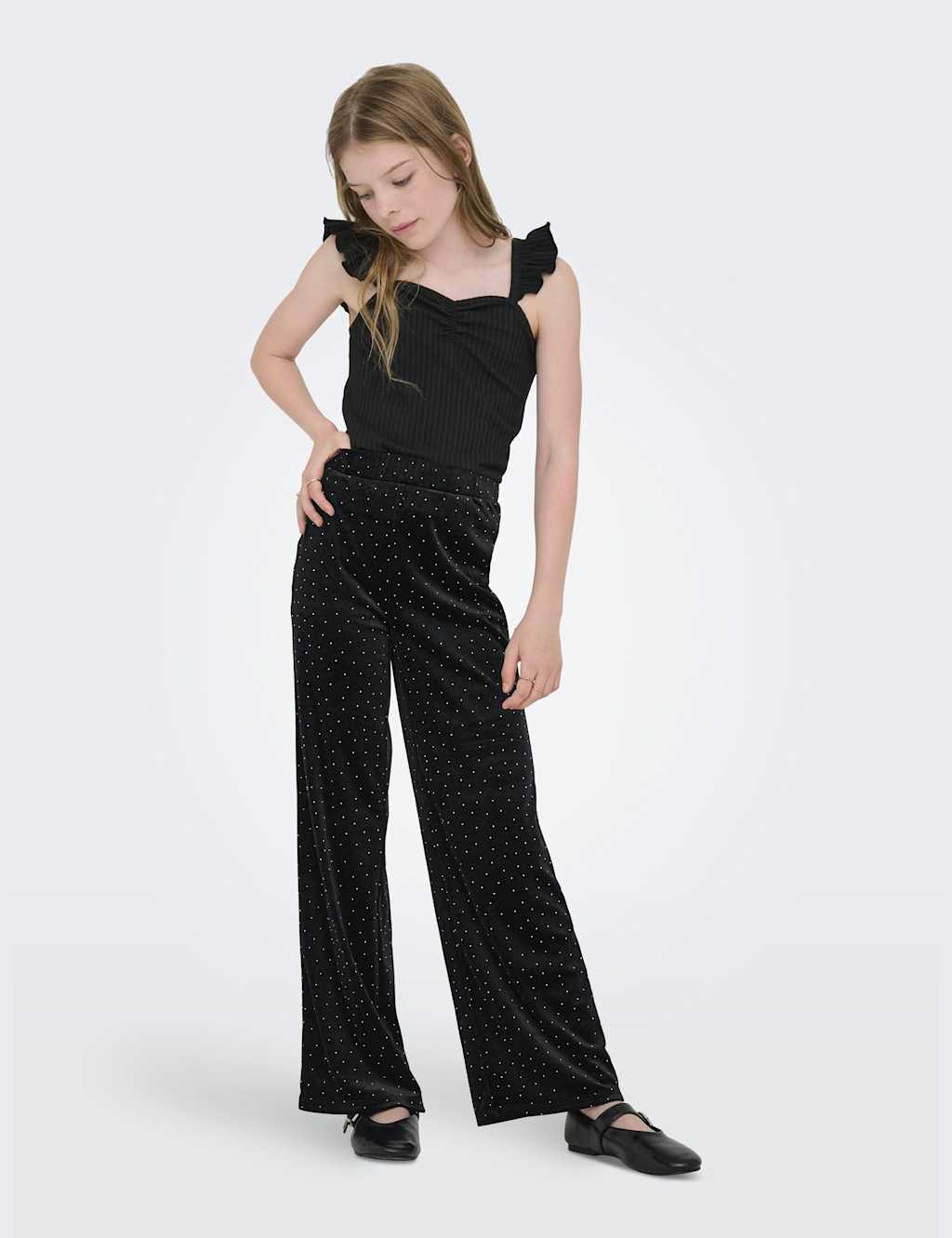 Kids Only Velvet Embellished Trousers (8-14 Yrs) Black