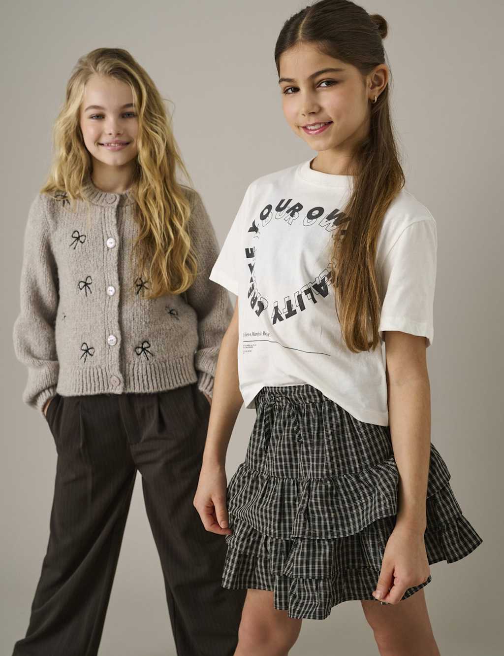 Kids Only Bow Embroidered Knitted Cardigan (7-14 Yrs) Beige Mix