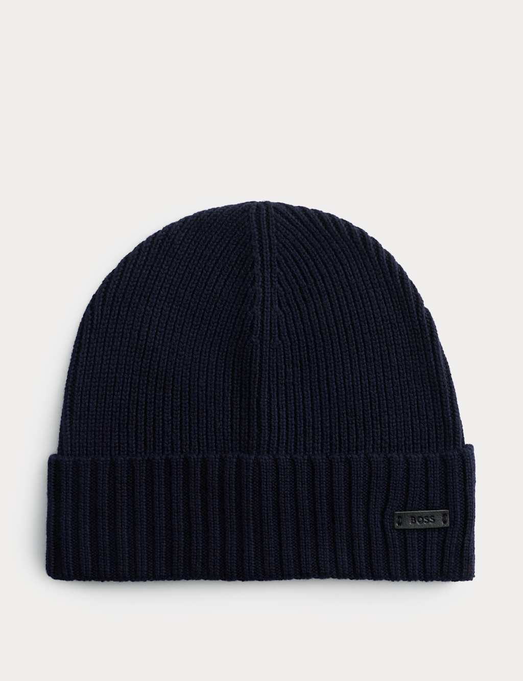 Boss Men's Pure Wool Beanie Hat - Dark Blue - Available at M&S
